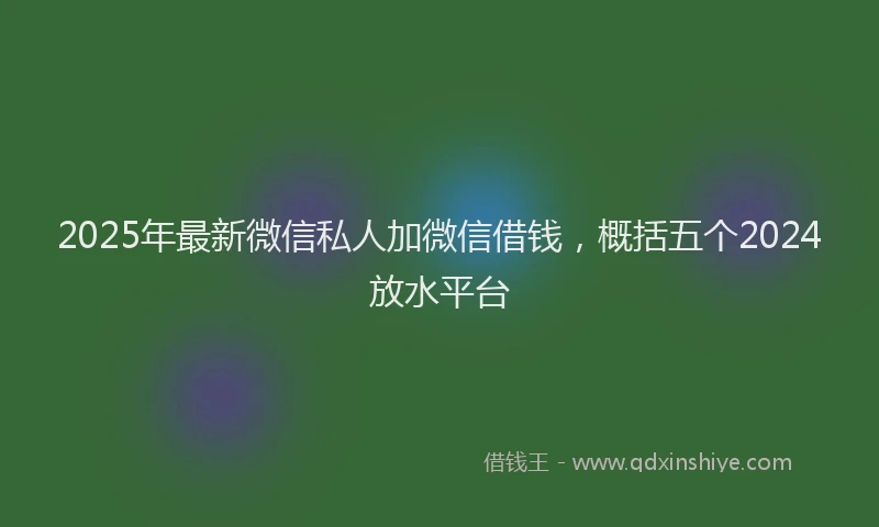 2025年最新微信私人加微信借钱，概括五个2024放水平台