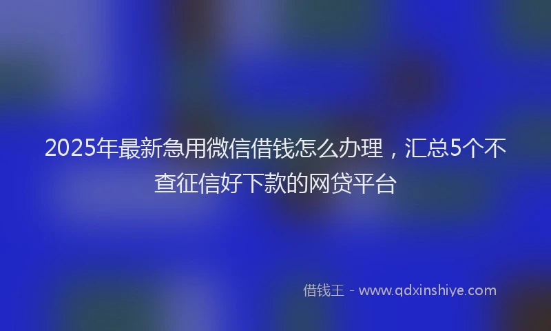 2025年最新急用微信借钱怎么办理，汇总5个不查征信好下款的网贷平台