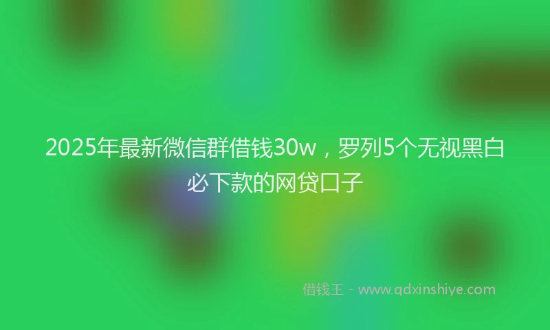 2025年最新微信群借钱30w，罗列5个无视黑白必下款的网贷口子