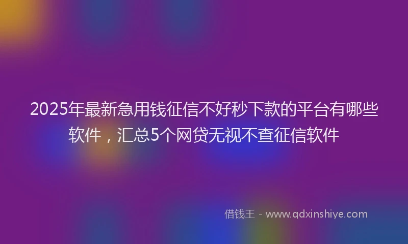 2025年最新急用钱征信不好秒下款的平台有哪些软件，汇总5个网贷无视不查征信软件