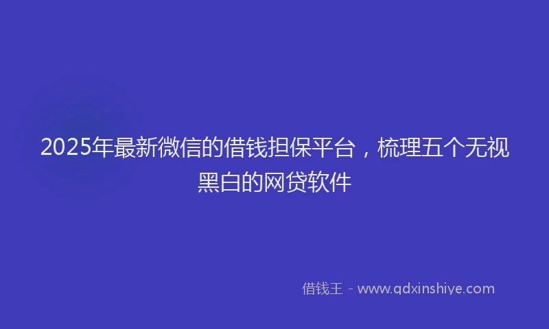 2025年最新微信的借钱担保平台，梳理五个无视黑白的网贷软件