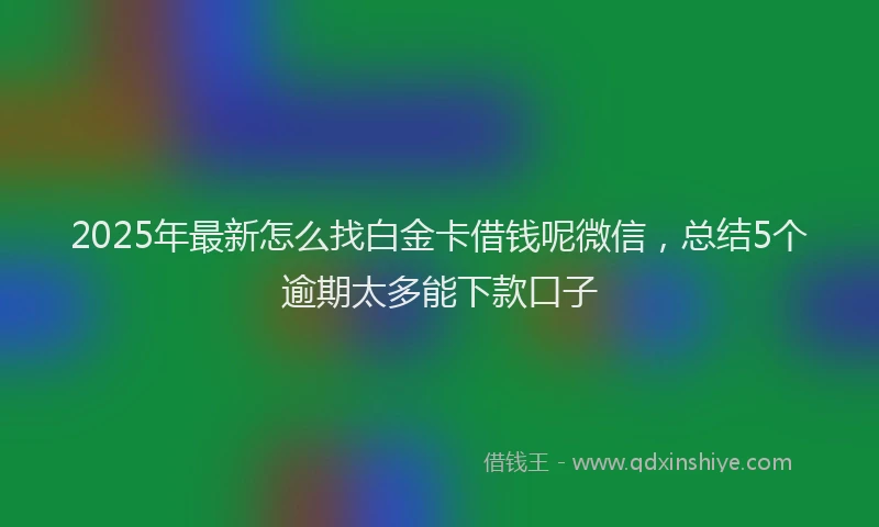 2025年最新怎么找白金卡借钱呢微信，总结5个逾期太多能下款口子