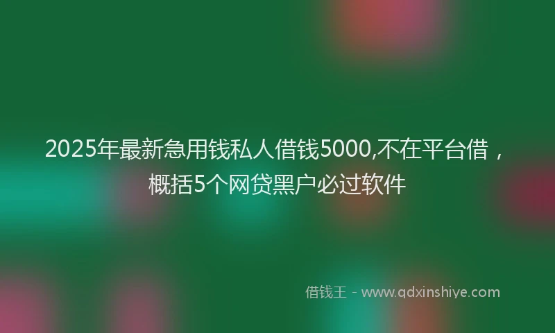 2025年最新急用钱私人借钱5000,不在平台借，概括5个网贷黑户必过软件