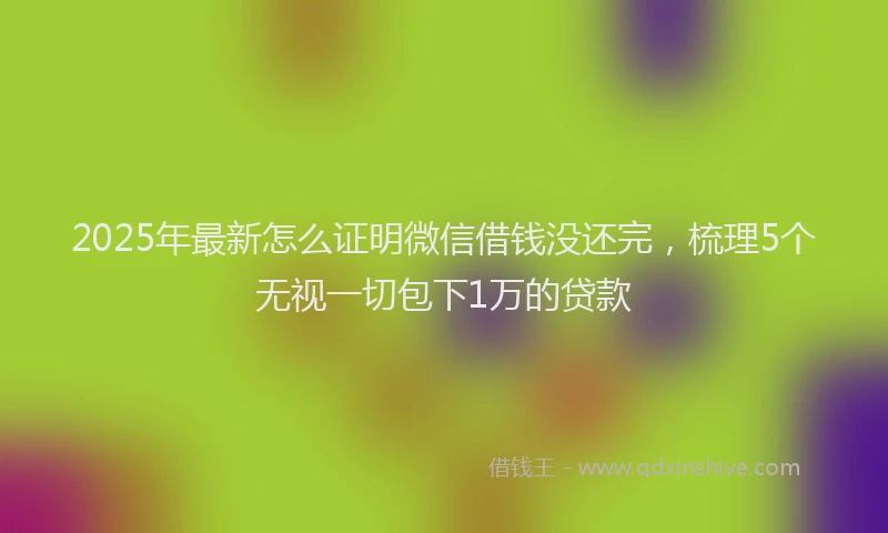 2025年最新怎么证明微信借钱没还完，梳理5个无视一切包下1万的贷款