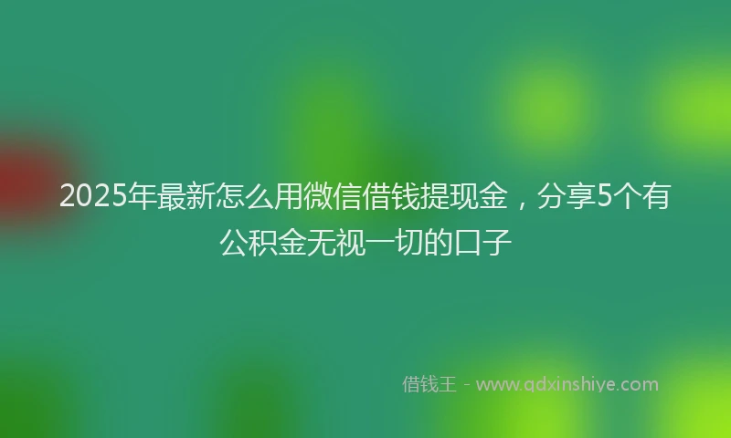 2025年最新怎么用微信借钱提现金，分享5个有公积金无视一切的口子