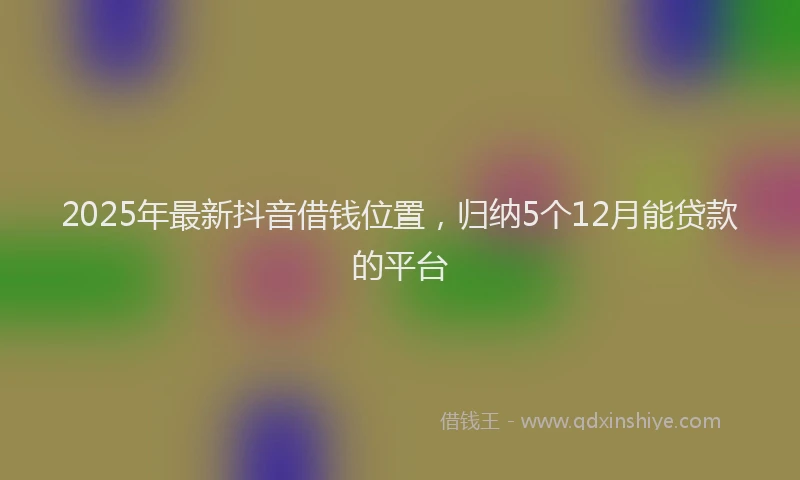 2025年最新抖音借钱位置，归纳5个12月能贷款的平台