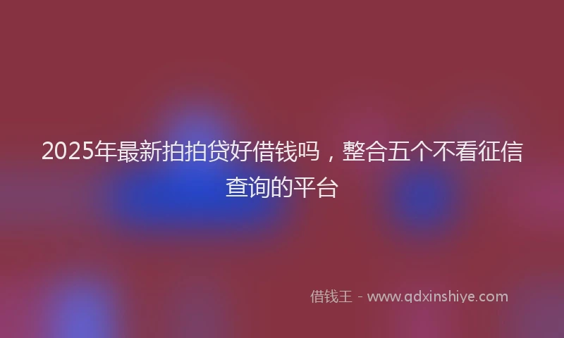 2025年最新拍拍贷好借钱吗，整合五个不看征信查询的平台