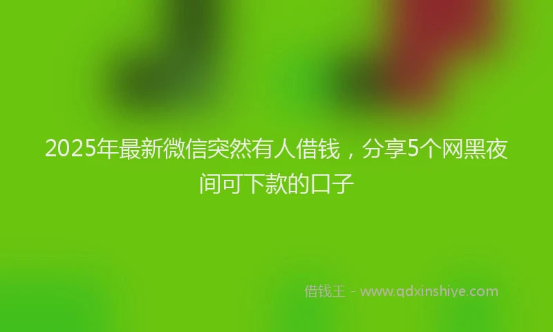 2025年最新微信突然有人借钱，分享5个网黑夜间可下款的口子