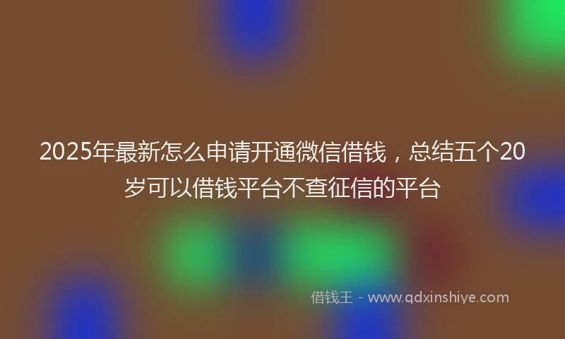 2025年最新怎么申请开通微信借钱，总结五个20岁可以借钱平台不查征信的平台