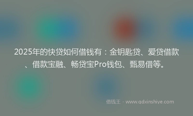 2025年的快贷如何借钱有：金钥匙贷、爱贷借款、借款宝融、畅贷宝Pro钱包、甄易借等。