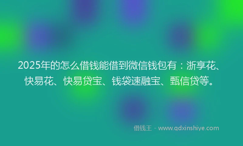 2025年的怎么借钱能借到微信钱包有：浙享花、快易花、快易贷宝、钱袋速融宝、甄信贷等。