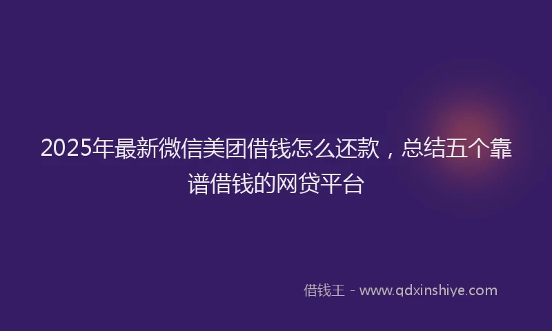 2025年最新微信美团借钱怎么还款，总结五个靠谱借钱的网贷平台