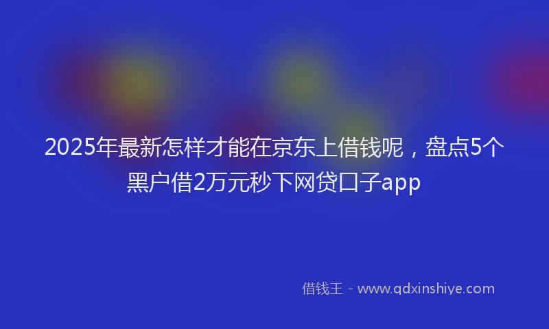 2025年最新怎样才能在京东上借钱呢，盘点5个黑户借2万元秒下网贷口子app