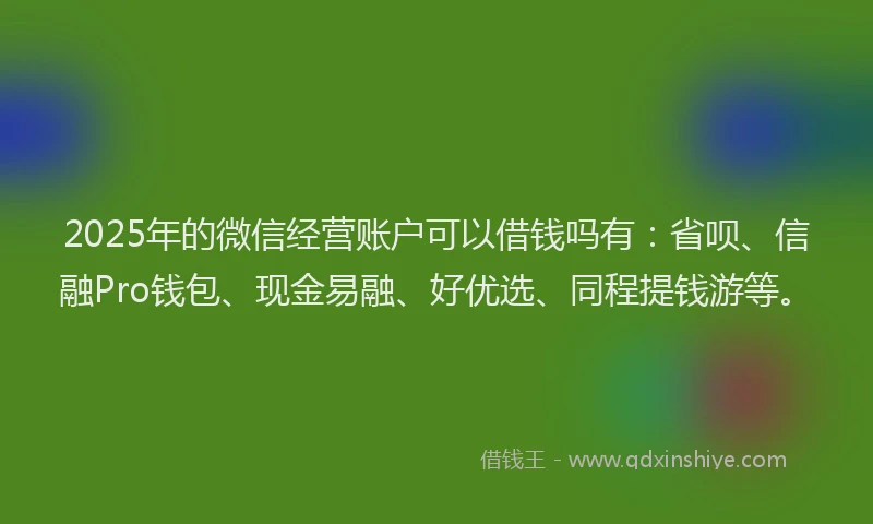 2025年的微信经营账户可以借钱吗有：省呗、信融Pro钱包、现金易融、好优选、同程提钱游等。