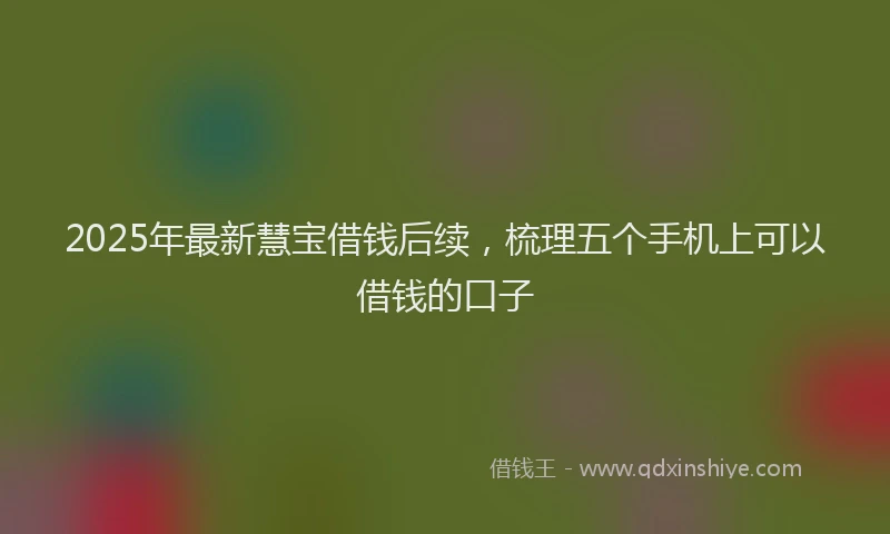 2025年最新慧宝借钱后续，梳理五个手机上可以借钱的口子