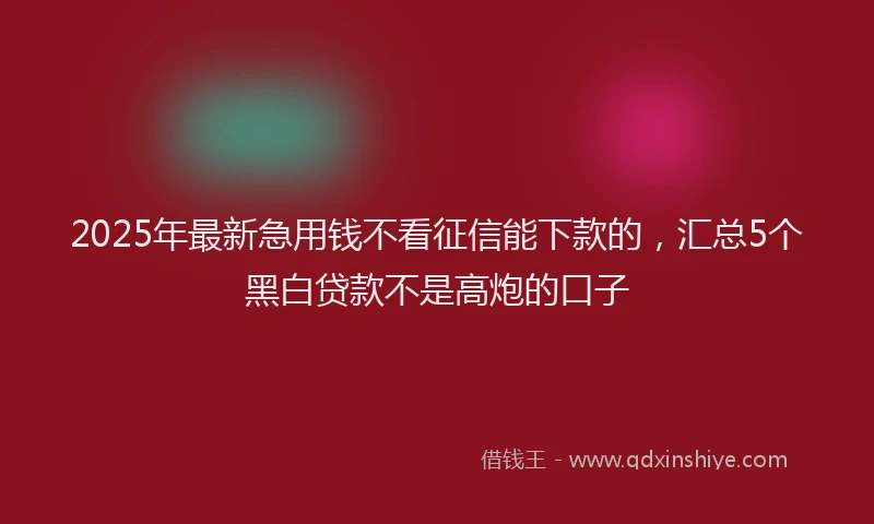 2025年最新急用钱不看征信能下款的，汇总5个黑白贷款不是高炮的口子