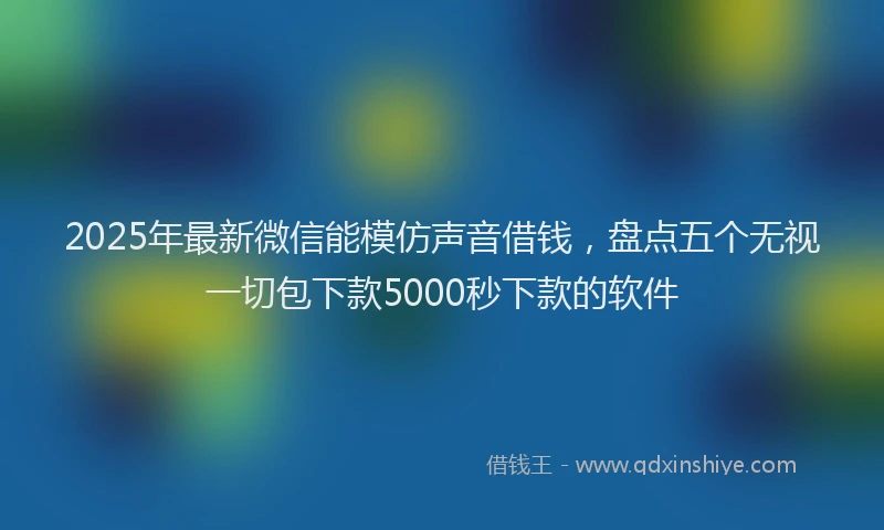 2025年最新微信能模仿声音借钱，盘点五个无视一切包下款5000秒下款的软件