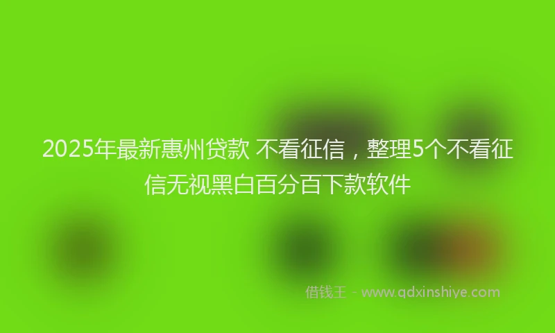 2025年最新惠州贷款 不看征信，整理5个不看征信无视黑白百分百下款软件