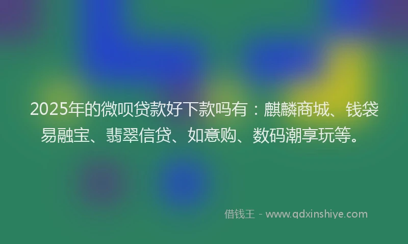 2025年的微呗贷款好下款吗有：麒麟商城、钱袋易融宝、翡翠信贷、如意购、数码潮享玩等。