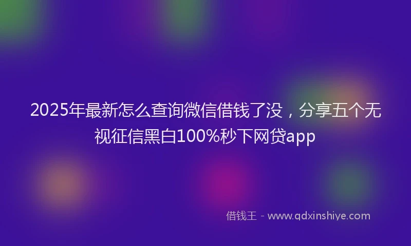 2025年最新怎么查询微信借钱了没，分享五个无视征信黑白100%秒下网贷app