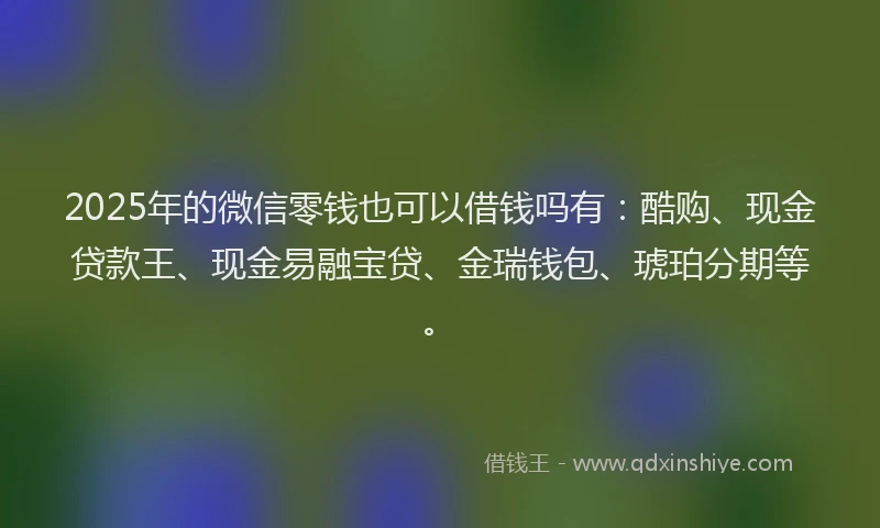 2025年的微信零钱也可以借钱吗有：酷购、现金贷款王、现金易融宝贷、金瑞钱包、琥珀分期等。