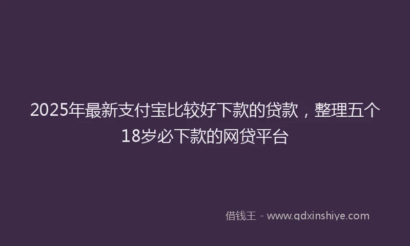 2025年最新支付宝比较好下款的贷款，整理五个18岁必下款的网贷平台