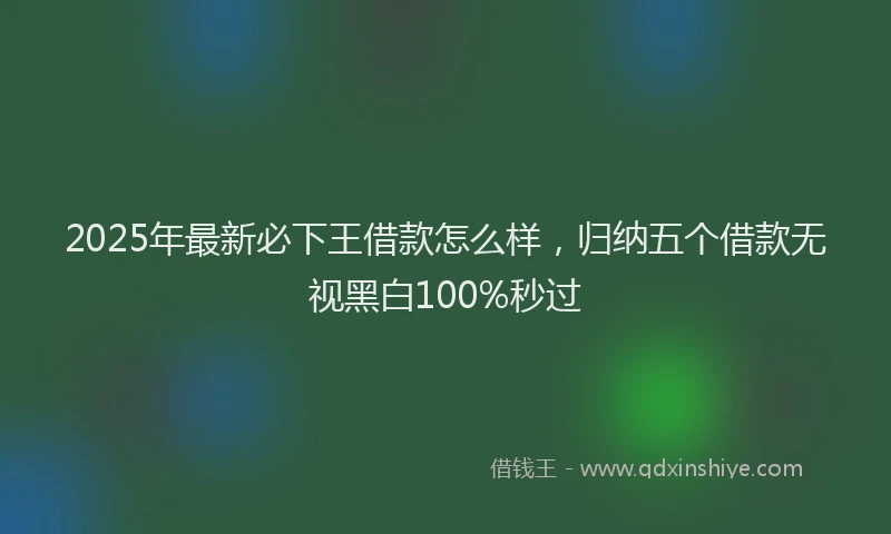 2025年最新必下王借款怎么样，归纳五个借款无视黑白100%秒过