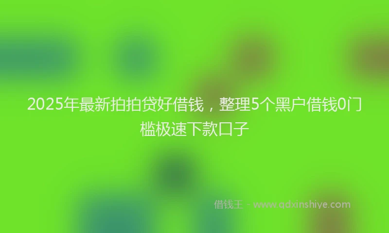 2025年最新拍拍贷好借钱，整理5个黑户借钱0门槛极速下款口子