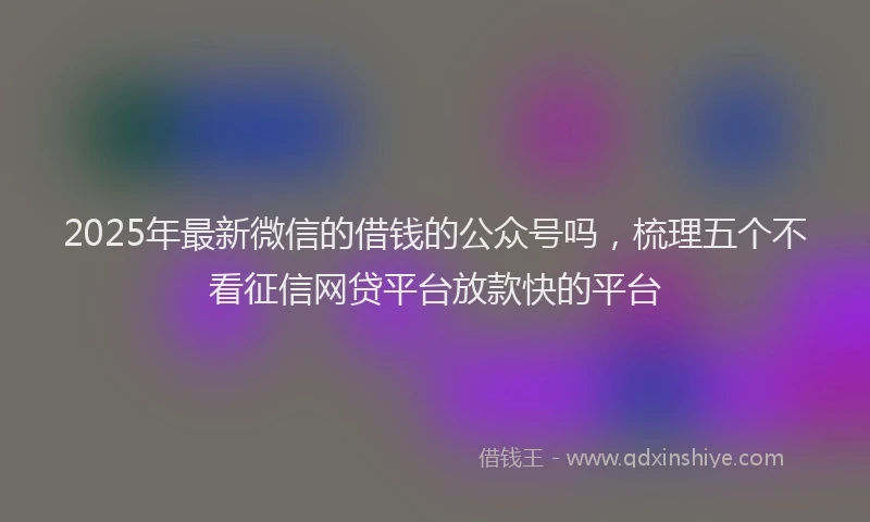 2025年最新微信的借钱的公众号吗，梳理五个不看征信网贷平台放款快的平台