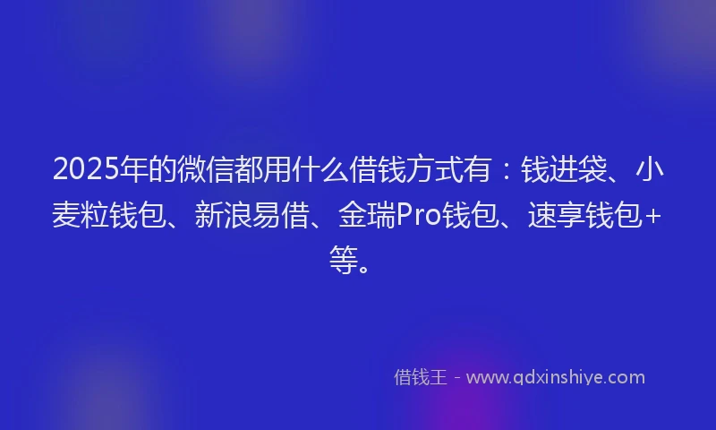 2025年的微信都用什么借钱方式有：钱进袋、小麦粒钱包、新浪易借、金瑞Pro钱包、速享钱包+等。