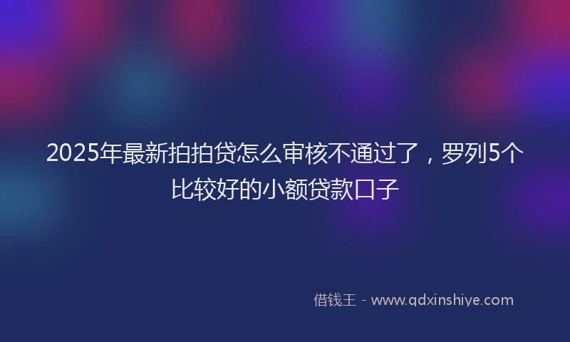 2025年最新拍拍贷怎么审核不通过了，罗列5个比较好的小额贷款口子