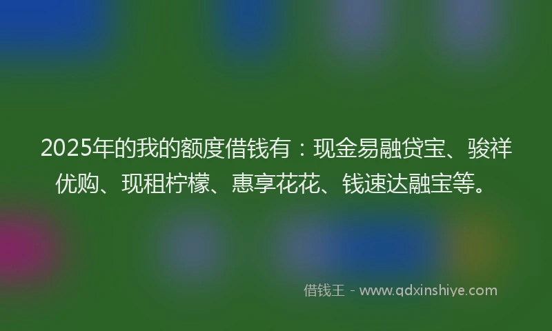 2025年的我的额度借钱有：现金易融贷宝、骏祥优购、现租柠檬、惠享花花、钱速达融宝等。