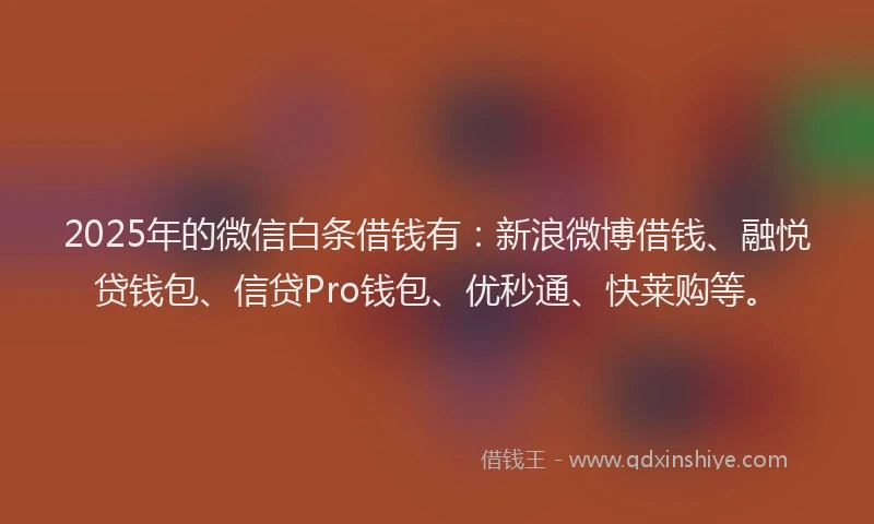 2025年的微信白条借钱有：新浪微博借钱、融悦贷钱包、信贷Pro钱包、优秒通、快莱购等。