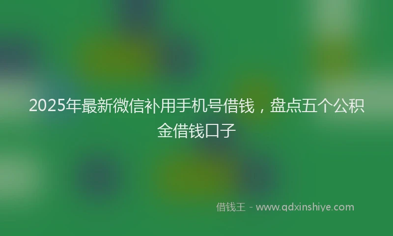 2025年最新微信补用手机号借钱，盘点五个公积金借钱口子