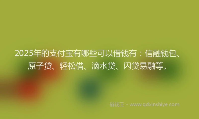 2025年的支付宝有哪些可以借钱有：信融钱包、原子贷、轻松借、滴水贷、闪贷易融等。