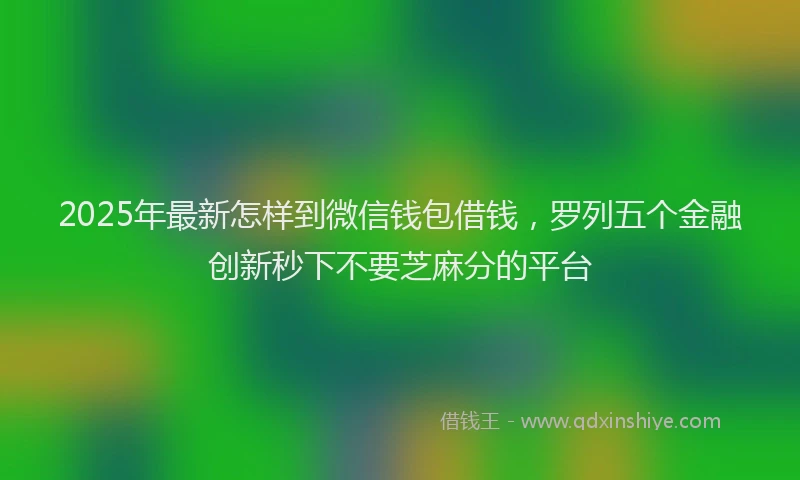 2025年最新怎样到微信钱包借钱，罗列五个金融创新秒下不要芝麻分的平台