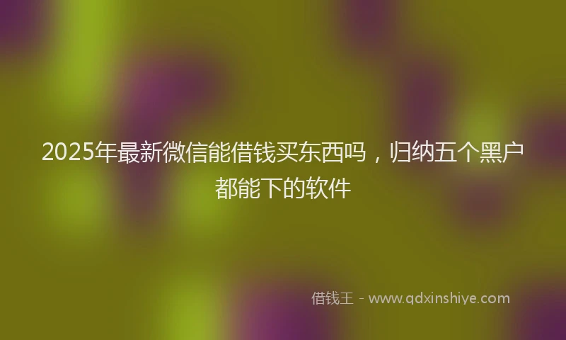 2025年最新微信能借钱买东西吗，归纳五个黑户都能下的软件