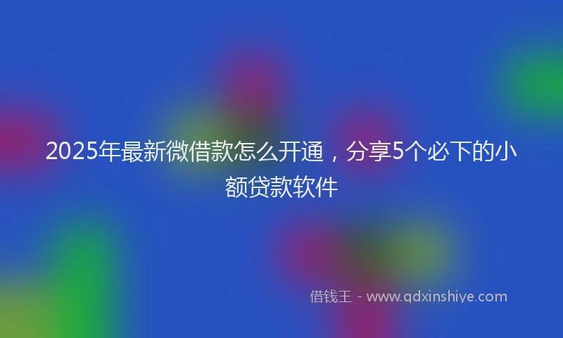 2025年最新微借款怎么开通，分享5个必下的小额贷款软件