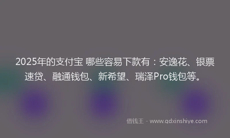 2025年的支付宝 哪些容易下款有：安逸花、银票速贷、融通钱包、新希望、瑞泽Pro钱包等。