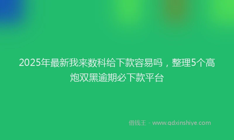 2025年最新我来数科给下款容易吗，整理5个高炮双黑逾期必下款平台