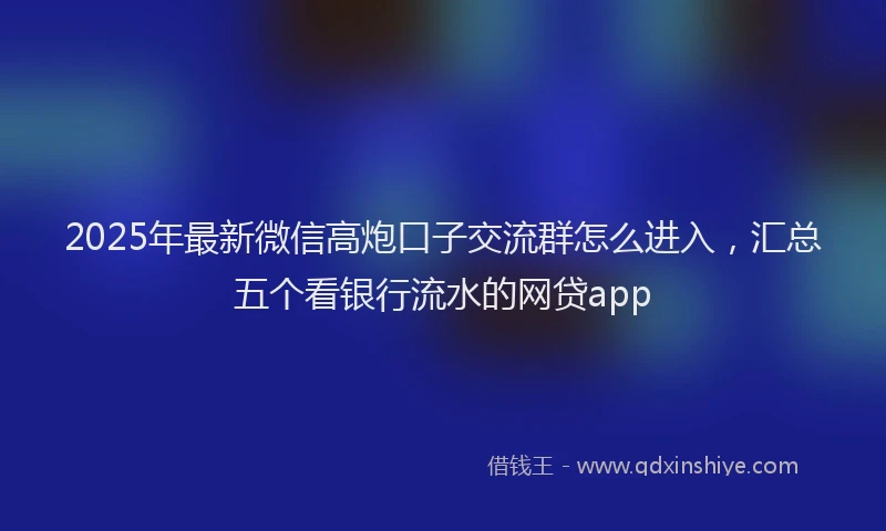 2025年最新微信高炮口子交流群怎么进入，汇总五个看银行流水的网贷app