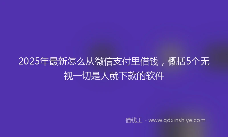 2025年最新怎么从微信支付里借钱，概括5个无视一切是人就下款的软件