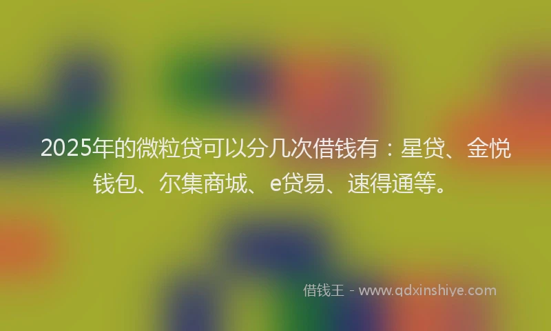 2025年的微粒贷可以分几次借钱有：星贷、金悦钱包、尔集商城、e贷易、速得通等。