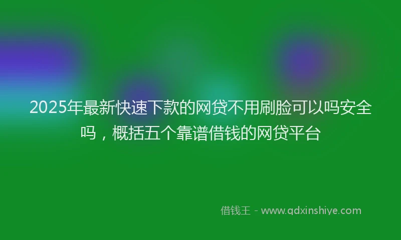 2025年最新快速下款的网贷不用刷脸可以吗安全吗，概括五个靠谱借钱的网贷平台