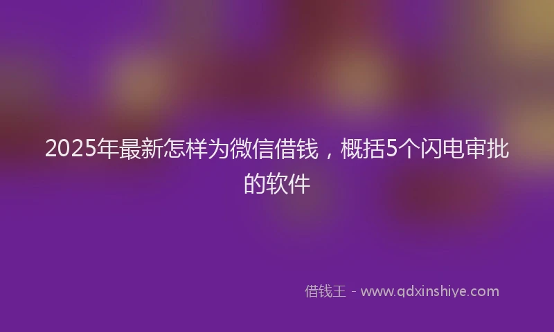 2025年最新怎样为微信借钱，概括5个闪电审批的软件
