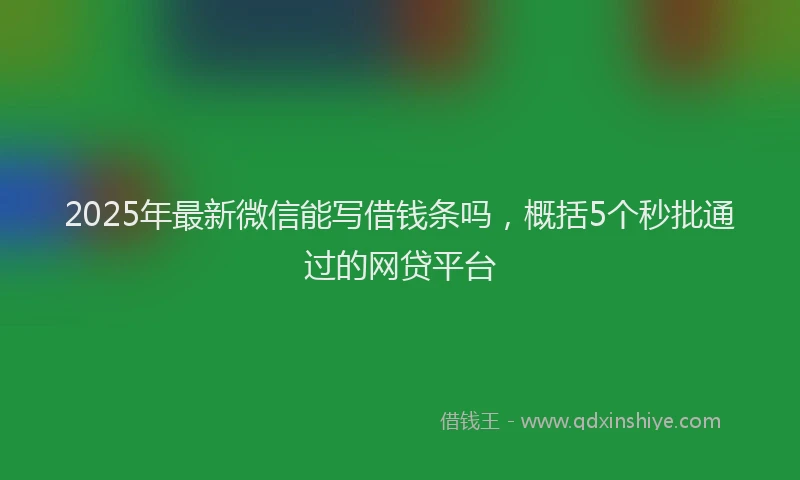 2025年最新微信能写借钱条吗，概括5个秒批通过的网贷平台
