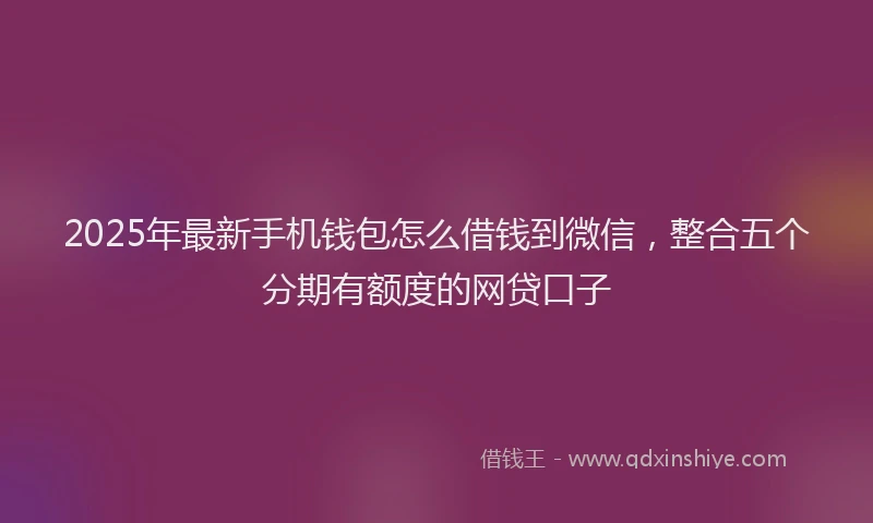 2025年最新手机钱包怎么借钱到微信，整合五个分期有额度的网贷口子