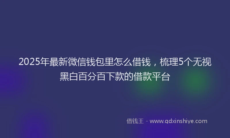 2025年最新微信钱包里怎么借钱，梳理5个无视黑白百分百下款的借款平台