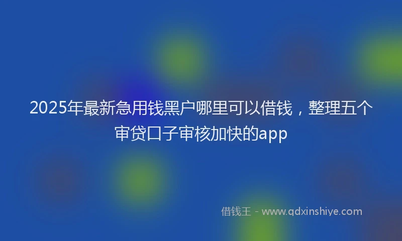 2025年最新急用钱黑户哪里可以借钱，整理五个审贷口子审核加快的app