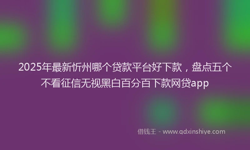 2025年最新忻州哪个贷款平台好下款，盘点五个不看征信无视黑白百分百下款网贷app